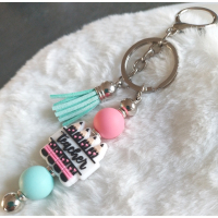 Sleutelhanger met kralen | mint, roze | teacher